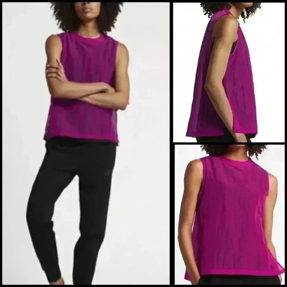 Nike NSW Tech HyperMesh Sleeveless Top In True Berry Size Xs - Picture 1 of 8